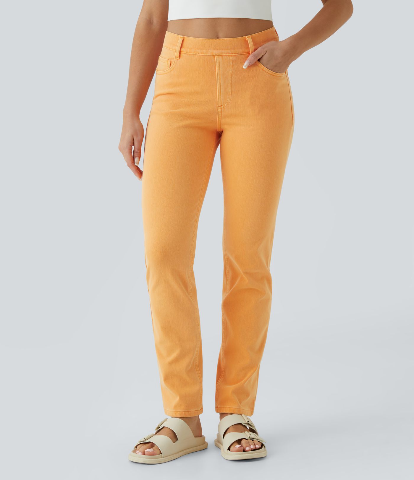 Halara Flex™ High Waisted Pockets Straight Leg Colorful Casual Jeans