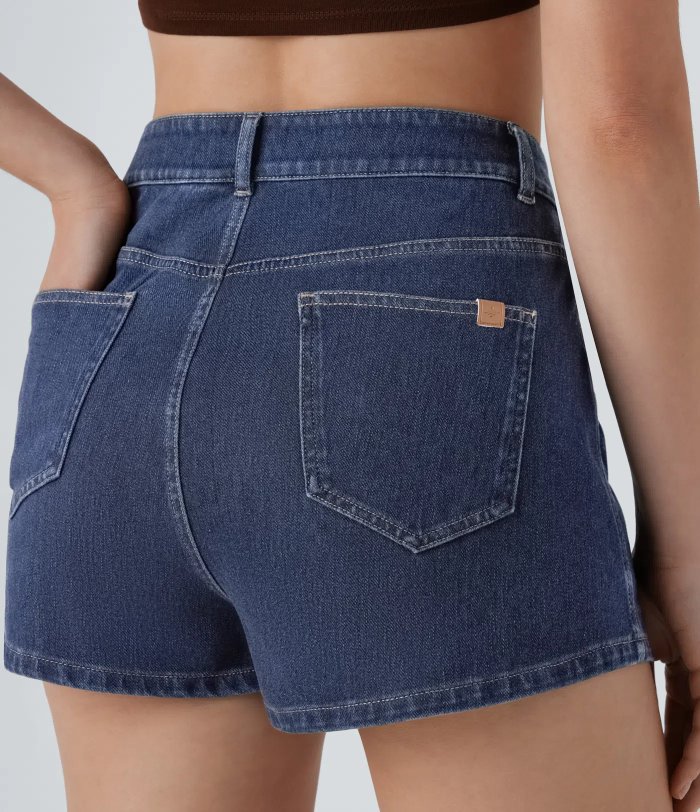 Halara Flex™ High Waisted Zipper Pockets Denim Casual Shorts 2.5''