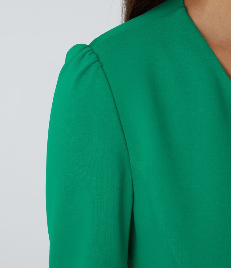 SculptKnit Round Neck Long Sleeve Decorative Button Slim Work Blazer