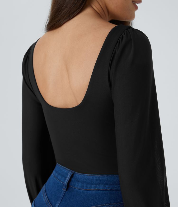 SoftlyZero™ Kevyt sydänkaula-aukko, kontrastiverkko, piispanhihat, viileä kosketus, rento body — UPF50+