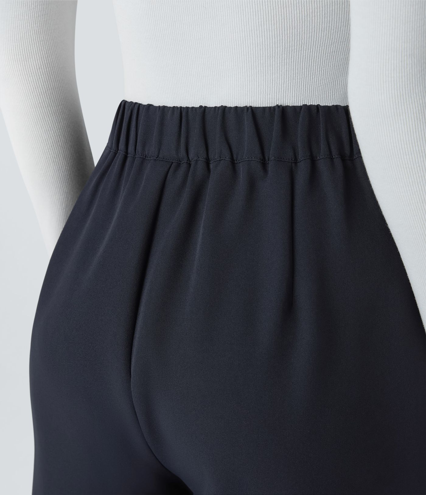 Pantalón oficina tiro alto botón decorativo cremallera invisible bolsillo lateral pierna ancha