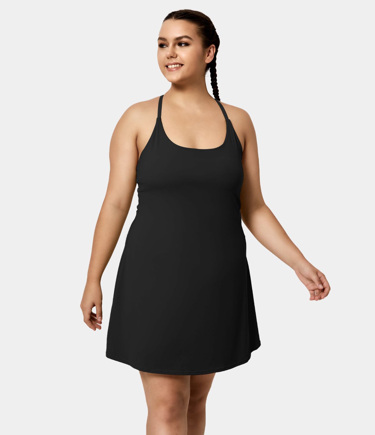 Everyday Softlyzero™ Airy Backless 2-in-1 Side Pocket Cool Touch Plus Size Mini Dress-Euphoria Air-UPF50+