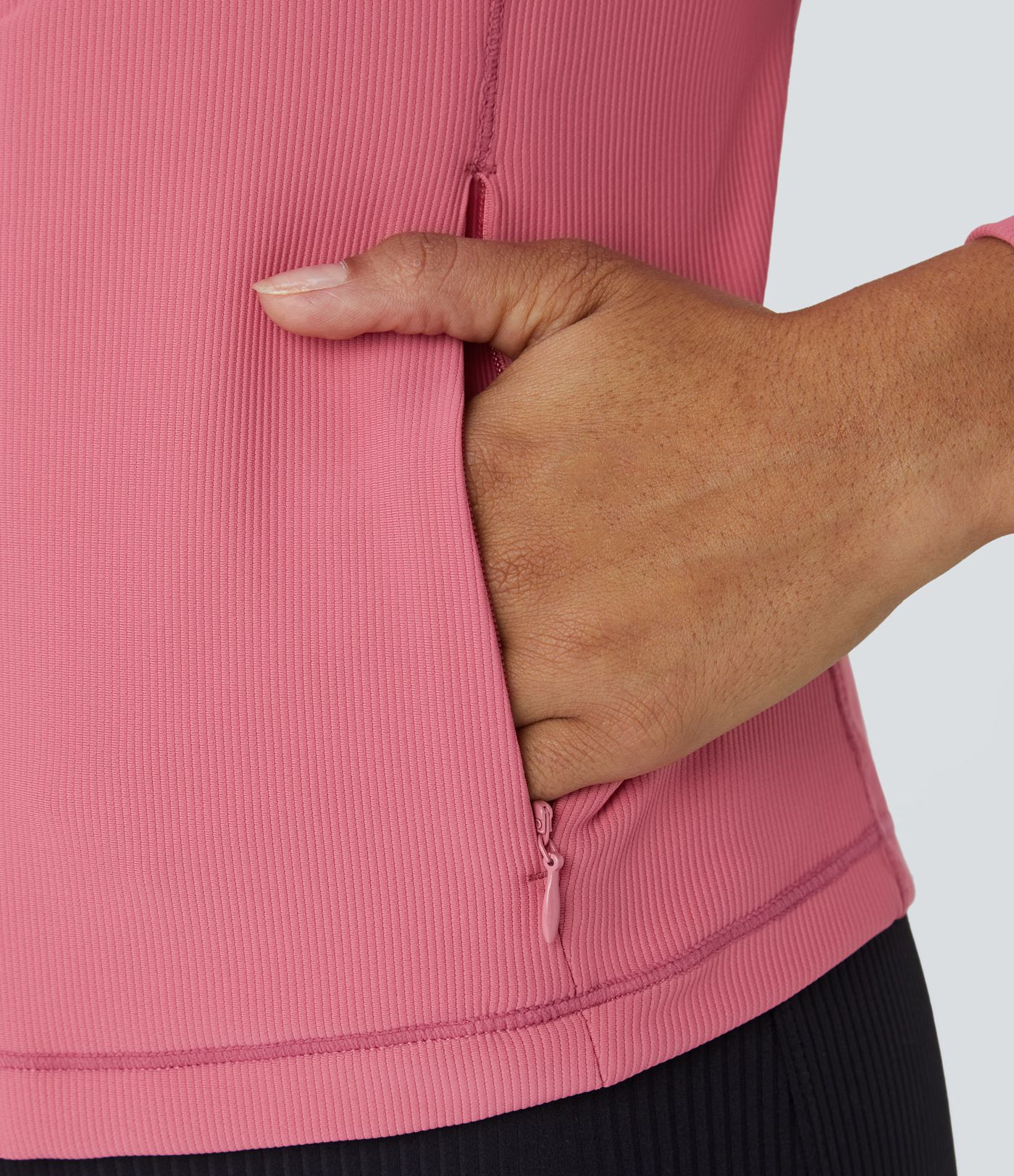 Patitoff™ Flow Pet Hair Resistant Stand Collar Zipper Pocket Thumb Hole Cropped Casual Jacket