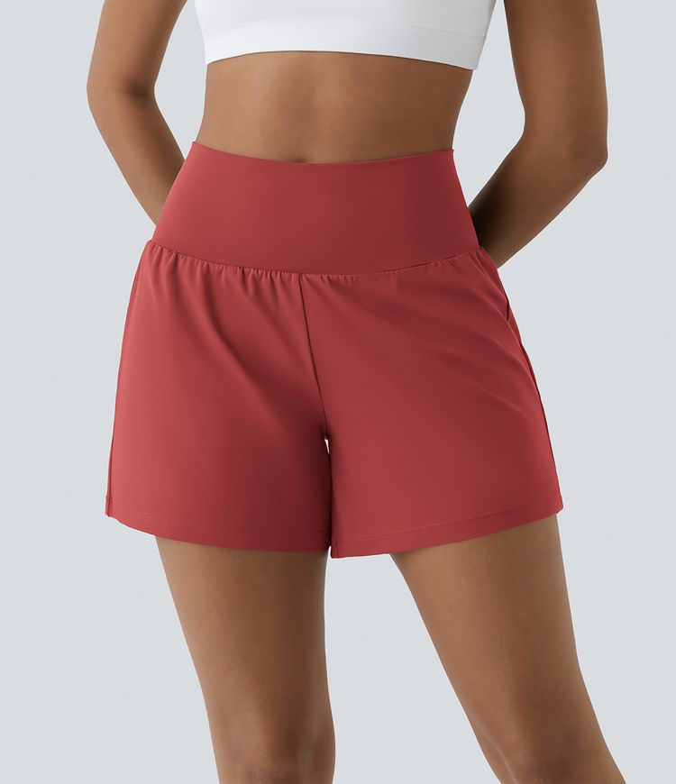 Super High Waisted Pocket & Pocket 2-in-1 Yoga Shorts 5''-Longer Length