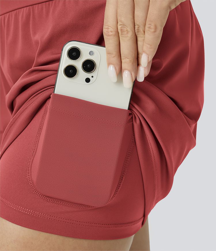 Super High Waisted Pocket & Pocket 2-in-1 Yoga Shorts 5''-Longer Length