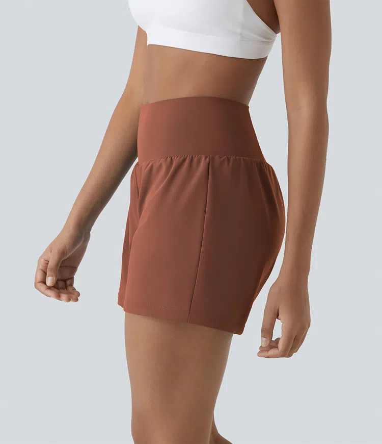 Super High Waisted Pocket & Pocket 2-in-1 Yoga Shorts 5''-Longer Length