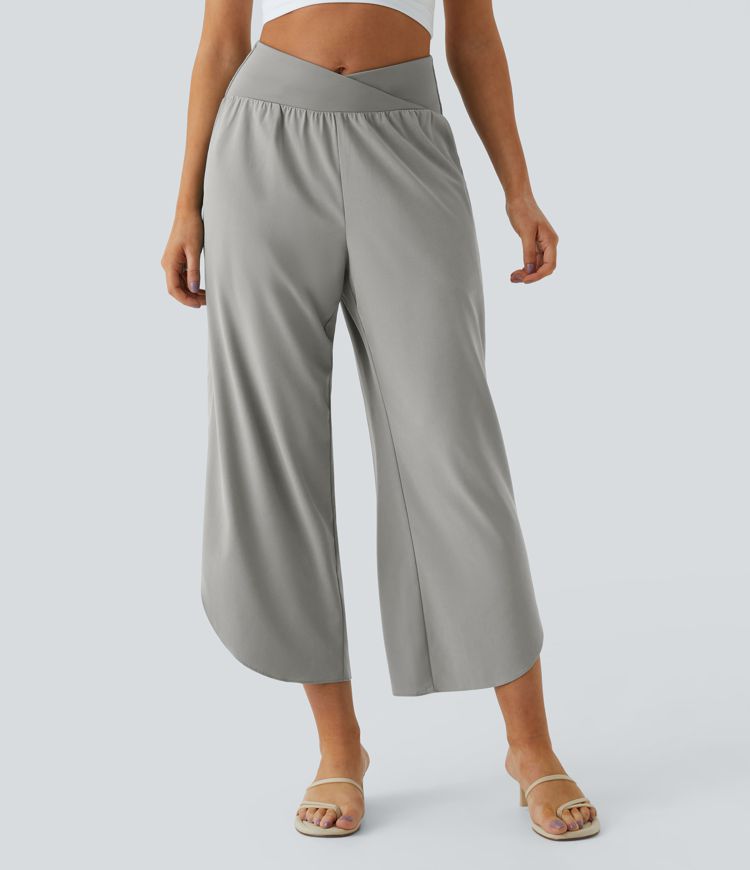 Breezeful™ High Waisted Crossover Quick Dry Resort Pants with Pockets