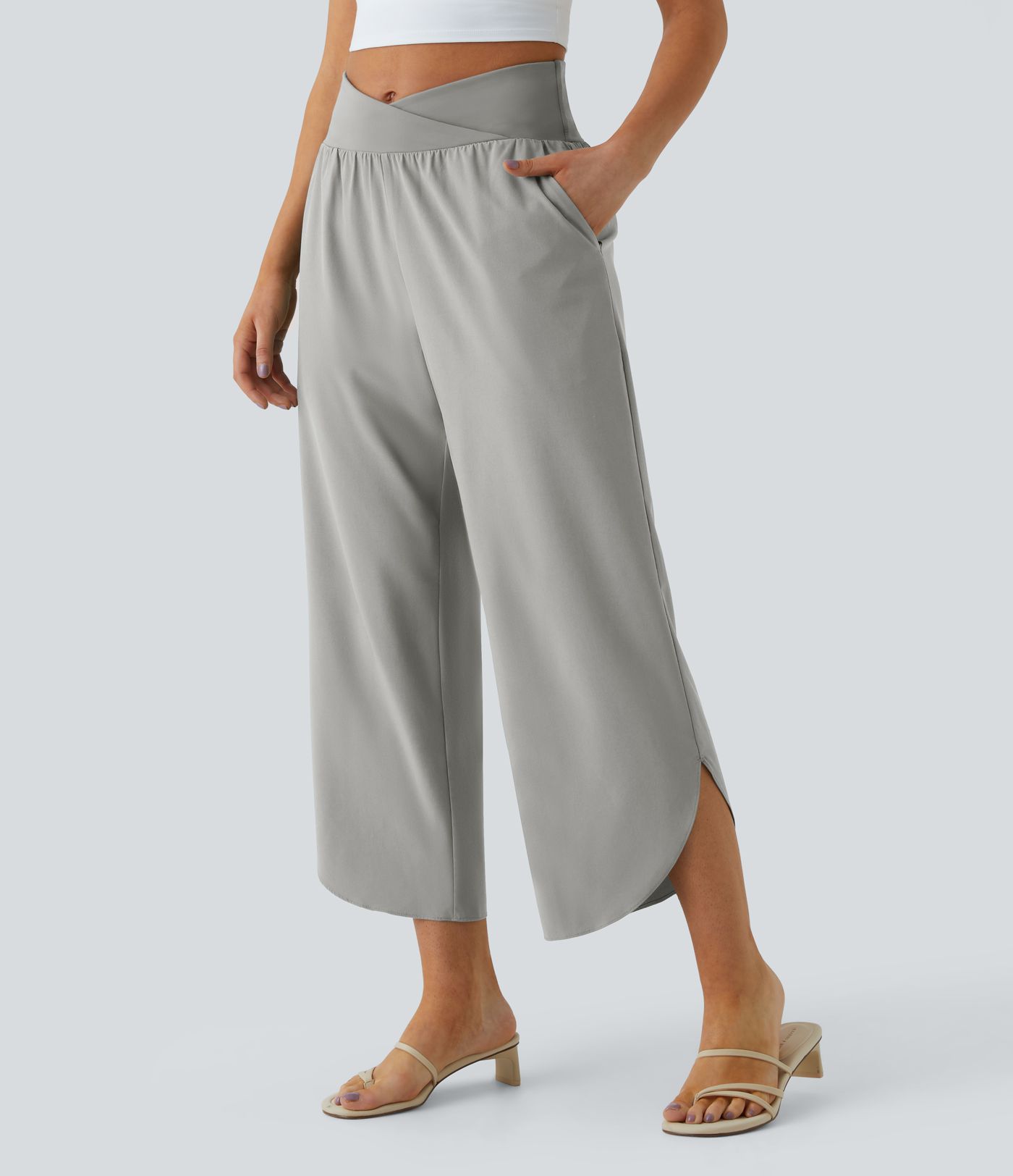 Breezeful™ High Waisted Crossover Quick Dry Resort Pants with Pockets
