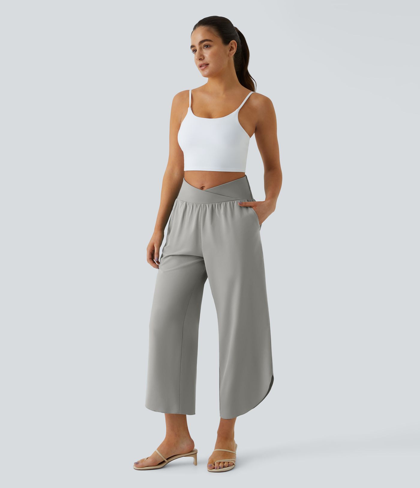 Breezeful™ High Waisted Crossover Quick Dry Resort Pants with Pockets