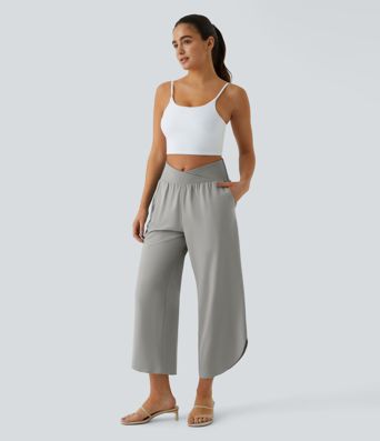 Breezeful™ High Waisted Crossover Quick Dry Resort Pants with Pockets