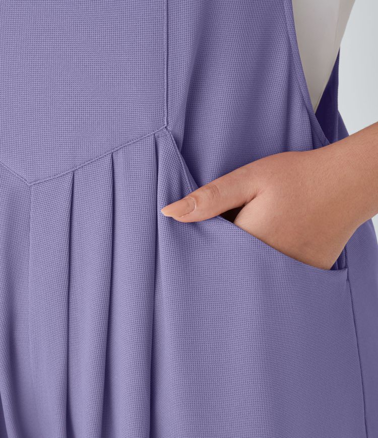 Pockets Waffle Casual Plus Size Overalls