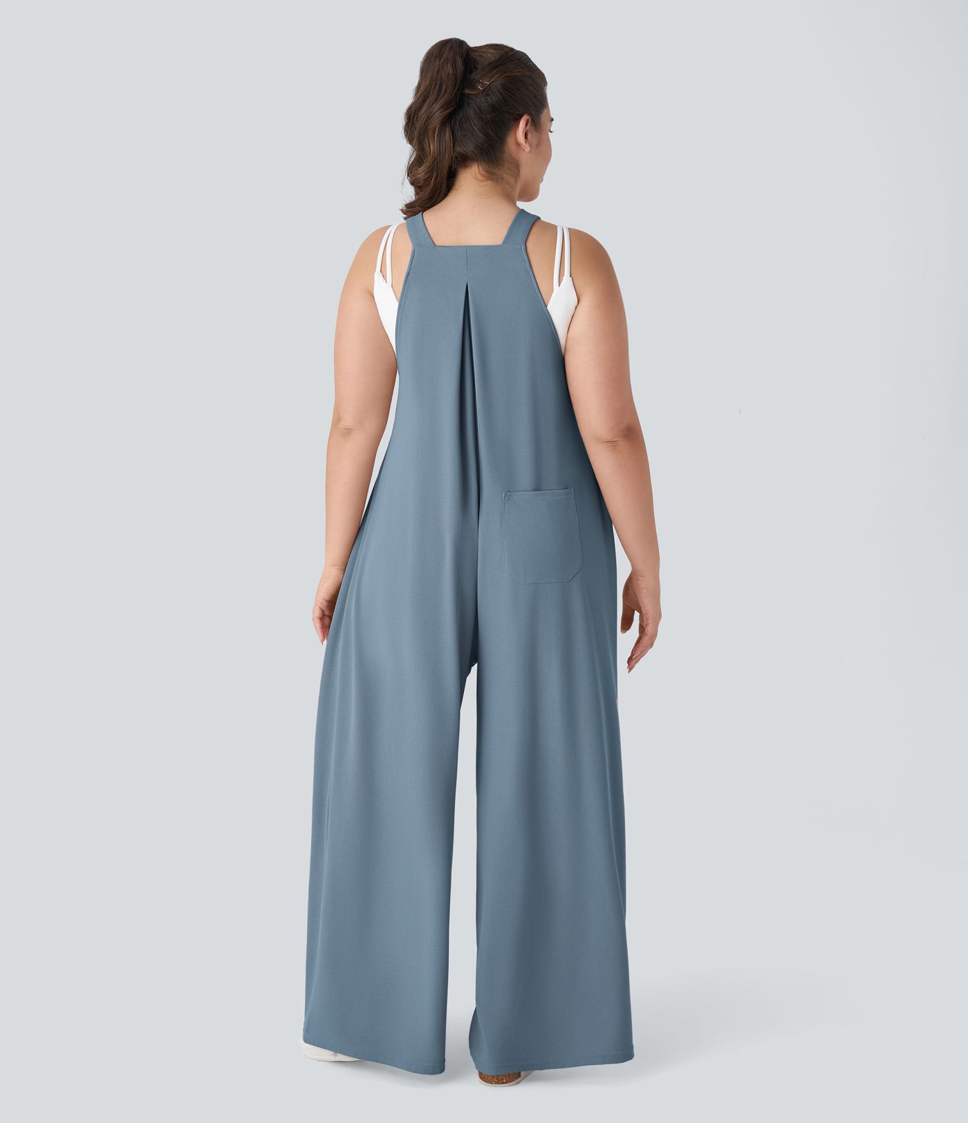 Pockets Waffle Casual Plus Size Overalls