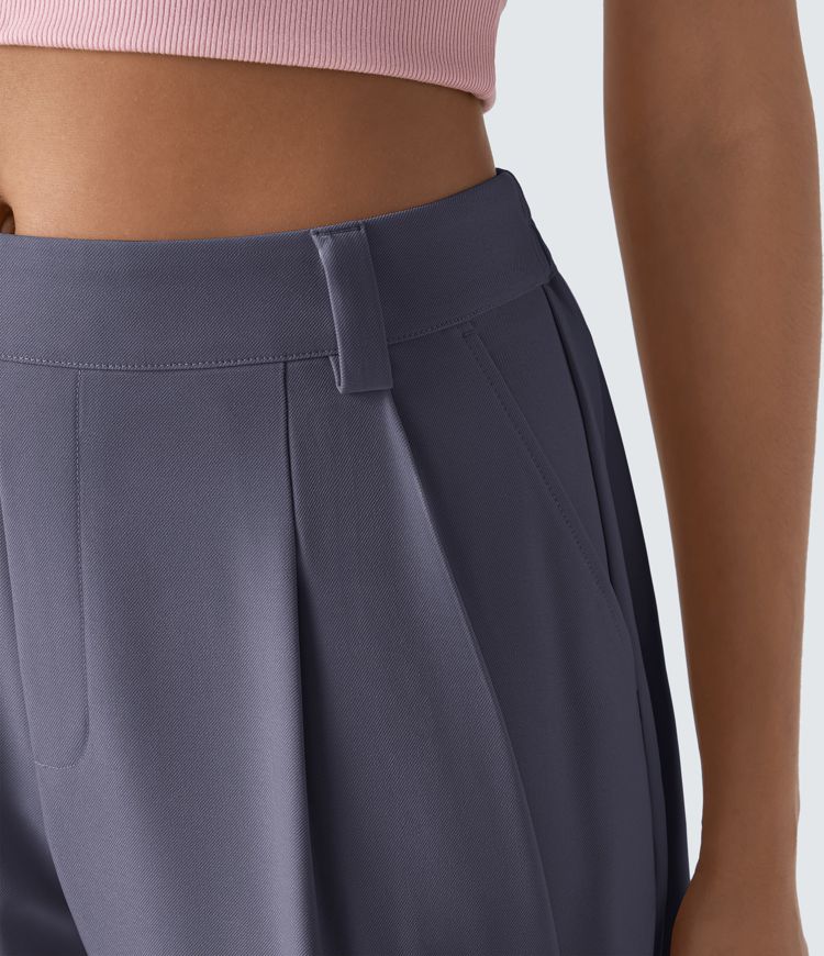 Mid Rise Pocket Barrel Leg Baggy Work Pants