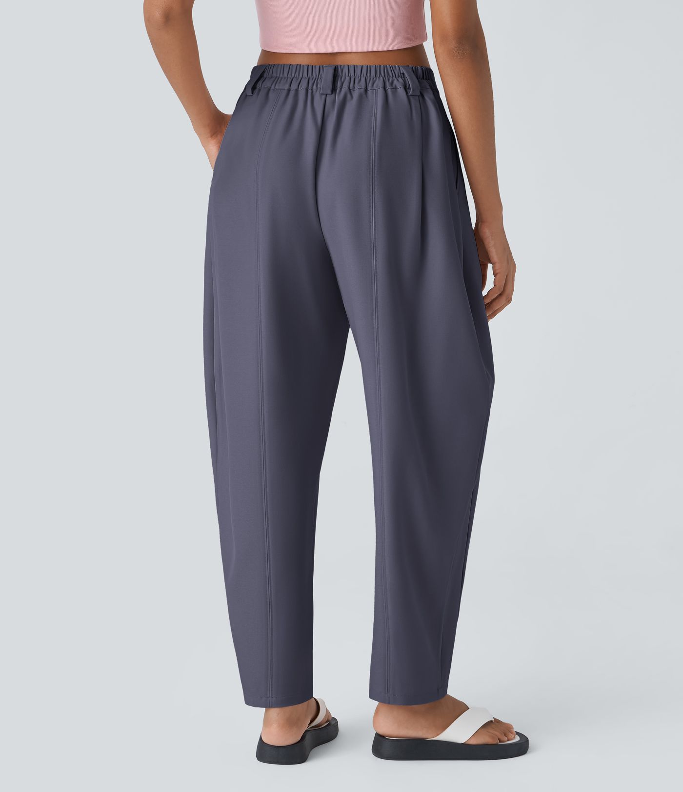 Mid Rise Pocket Barrel Leg Baggy Work Pants