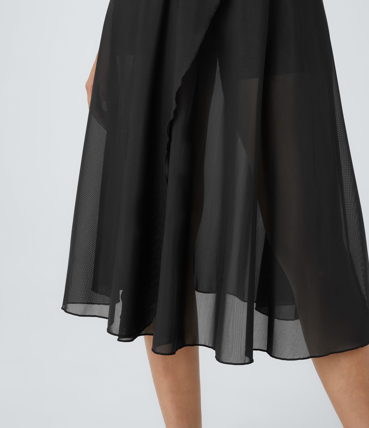 High Waisted Drawstring Contrast Mesh 2-in-1 Pocket Flowy Midi Flare Casual Skirt
