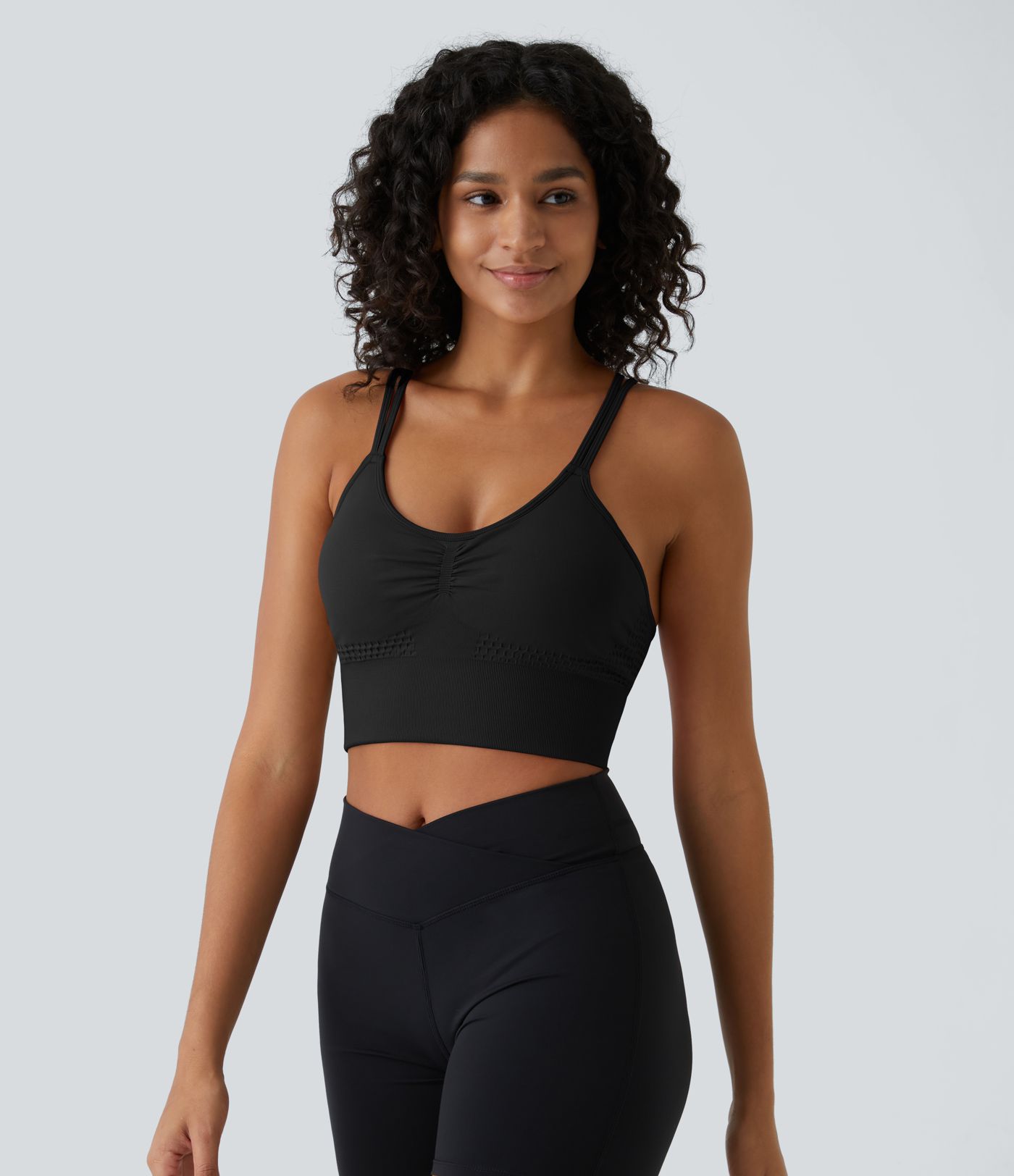 Brassière de sport maintien léger bretelles froncées doubles bonnets A-C OneForm Seamless Flow