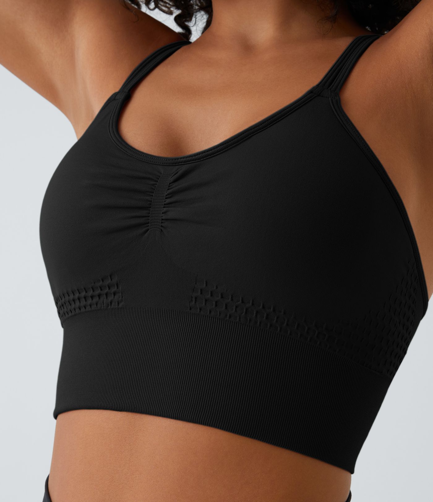 Brassière de sport maintien léger bretelles froncées doubles bonnets A-C OneForm Seamless Flow