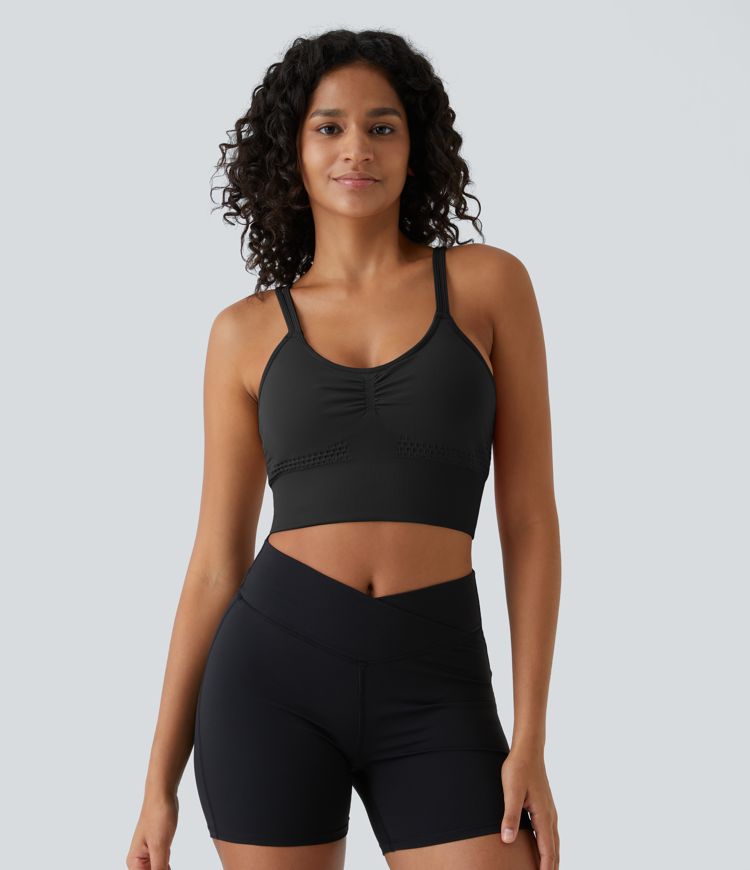Brassière de sport Seamless Flow maintien léger froncée double bretelles A-C