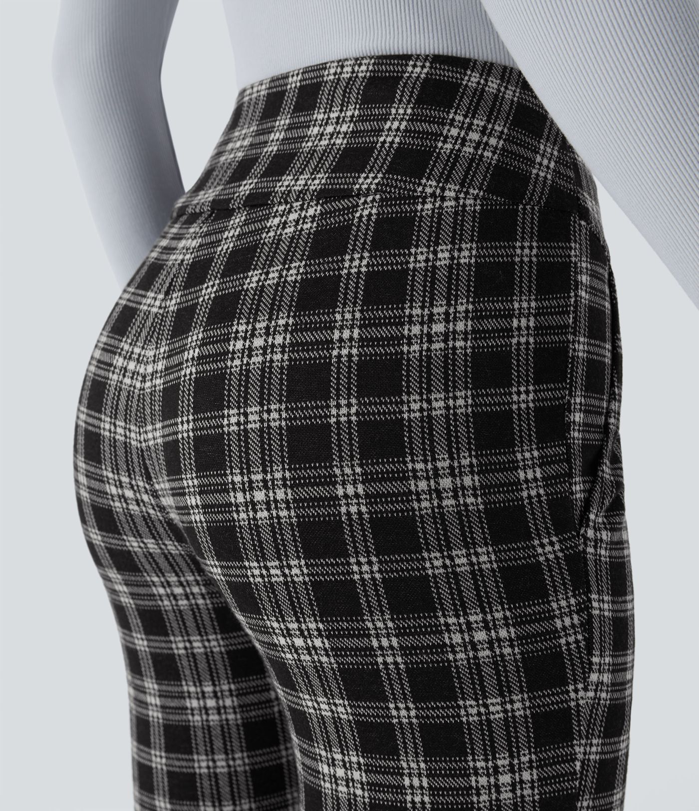 Halara Flex™ High Waisted Houndstooth Plaid Skinny Work Trousers with Pockets