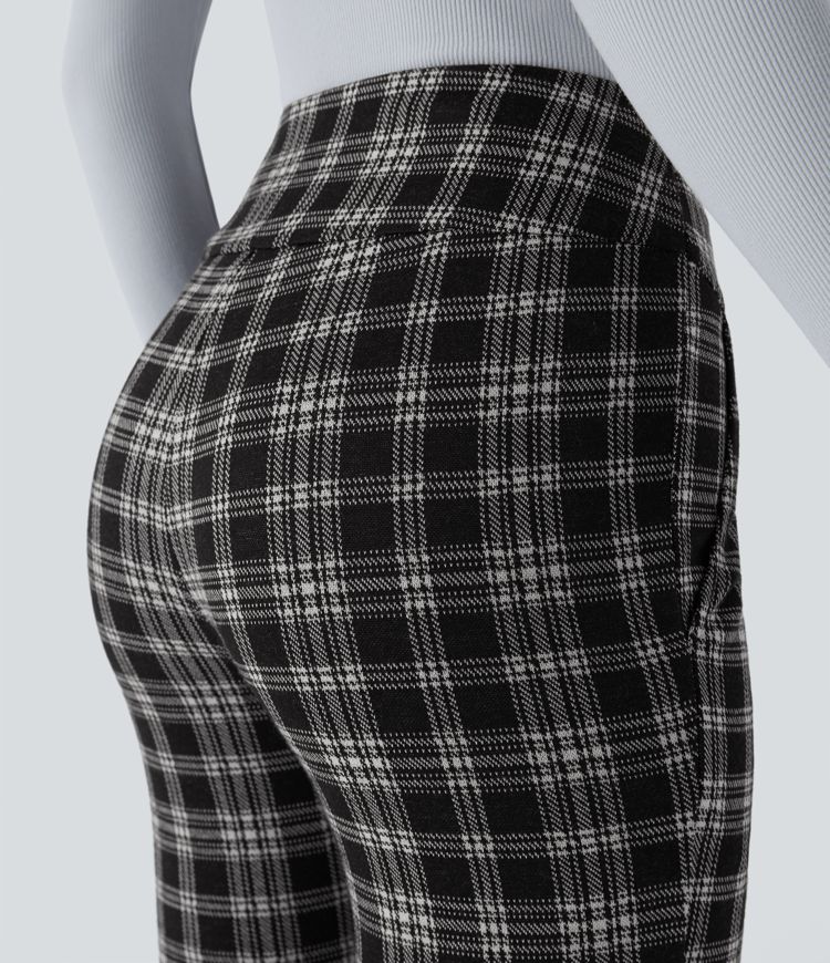 Halara Flex™ High Waisted Houndstooth Plaid Skinny Work Trousers with Pockets
