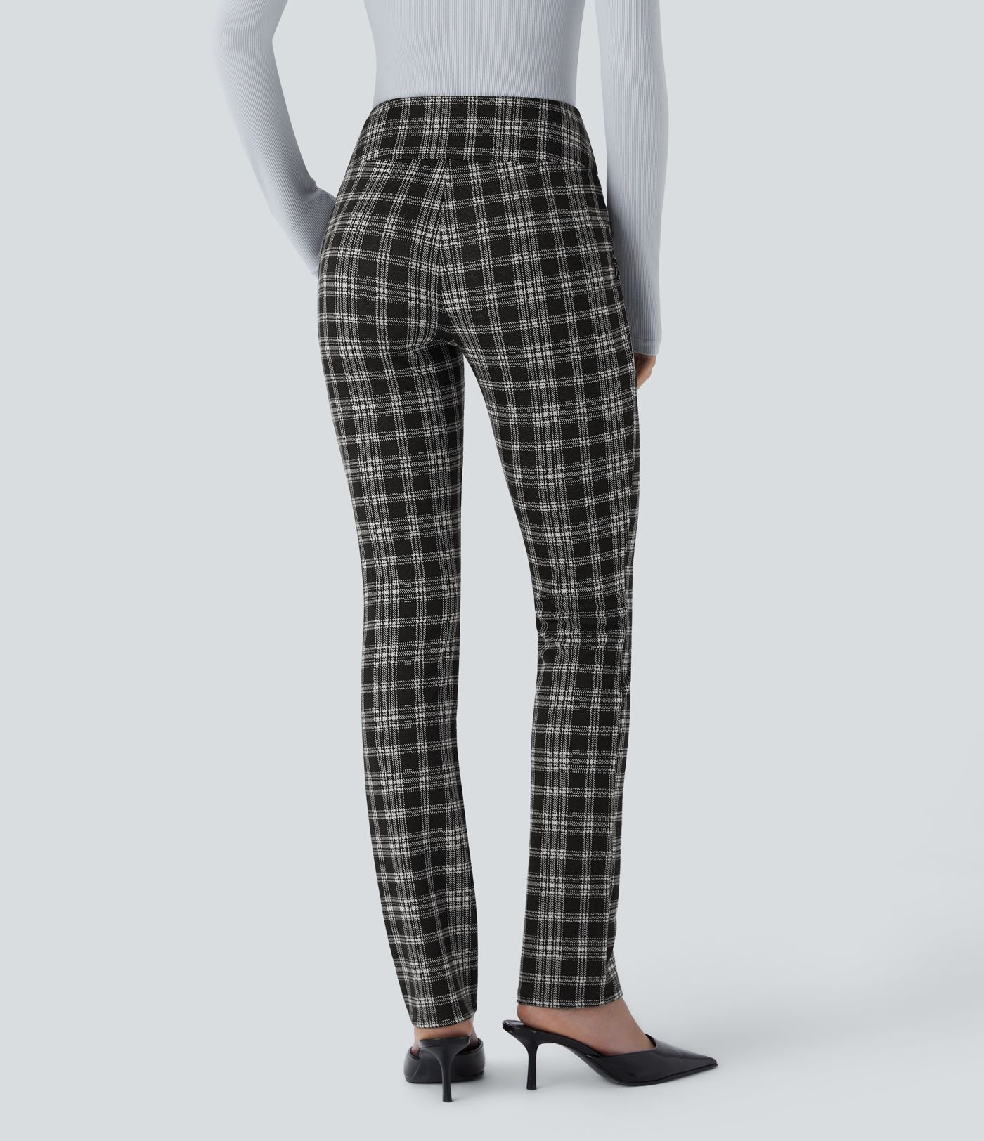 Halara Flex™ High Waisted Houndstooth Plaid Skinny Work Trousers with Pockets