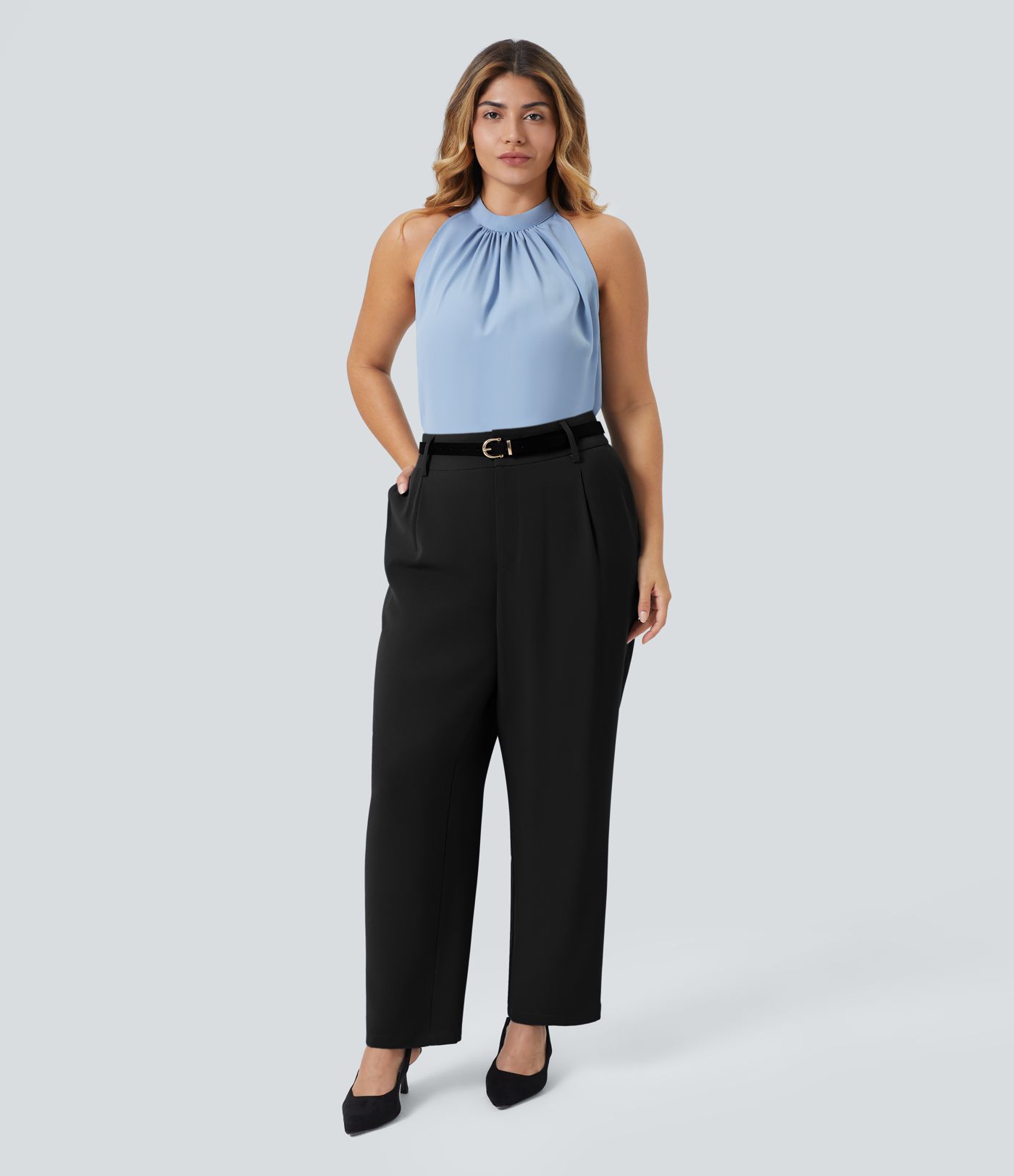 Halara Flex™ High Waisted Pocket Solid Work Plus Size Tapered Pants