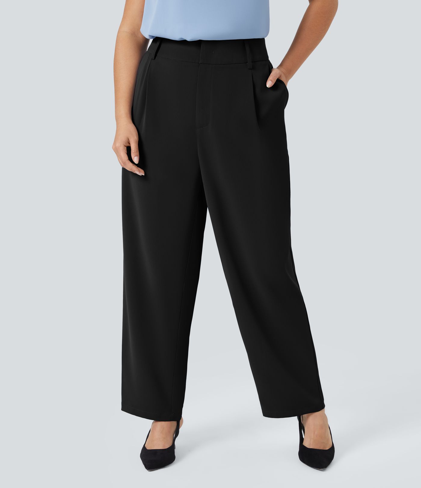 Halara Flex™ High Waisted Pocket Solid Work Plus Size Tapered Pants