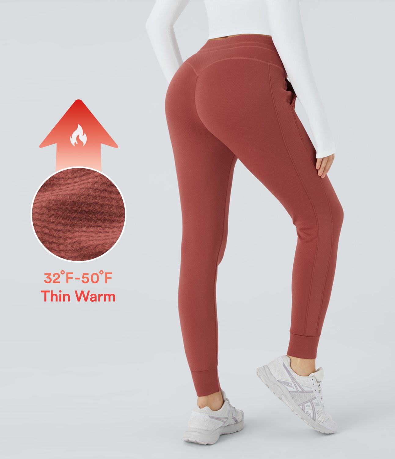 Felpa 3D Joggers térmico longitud completa bolsillo lateral cordón tiro alto