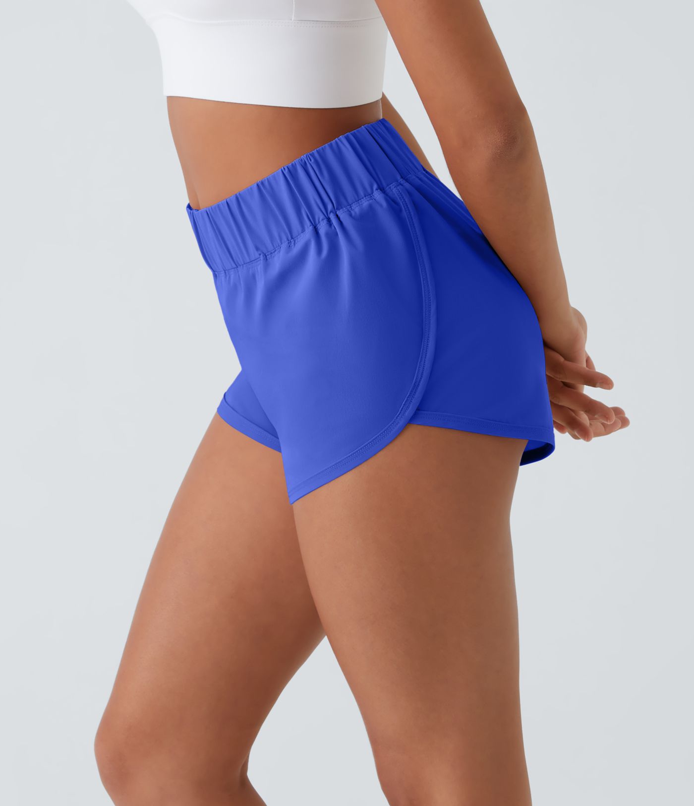 High Waisted Dolphin Hem Casual Shorts 2"