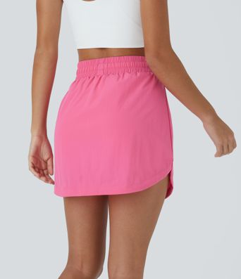 High Waisted Drawstring Pocket 2-in-1 Curved Hem Mini Golf Skirt