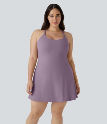 Everyday SoftlyZero™ Plush Backless 2-in-1 Flare Workout Plus Size Dress-Wannabe-Easy Peezy