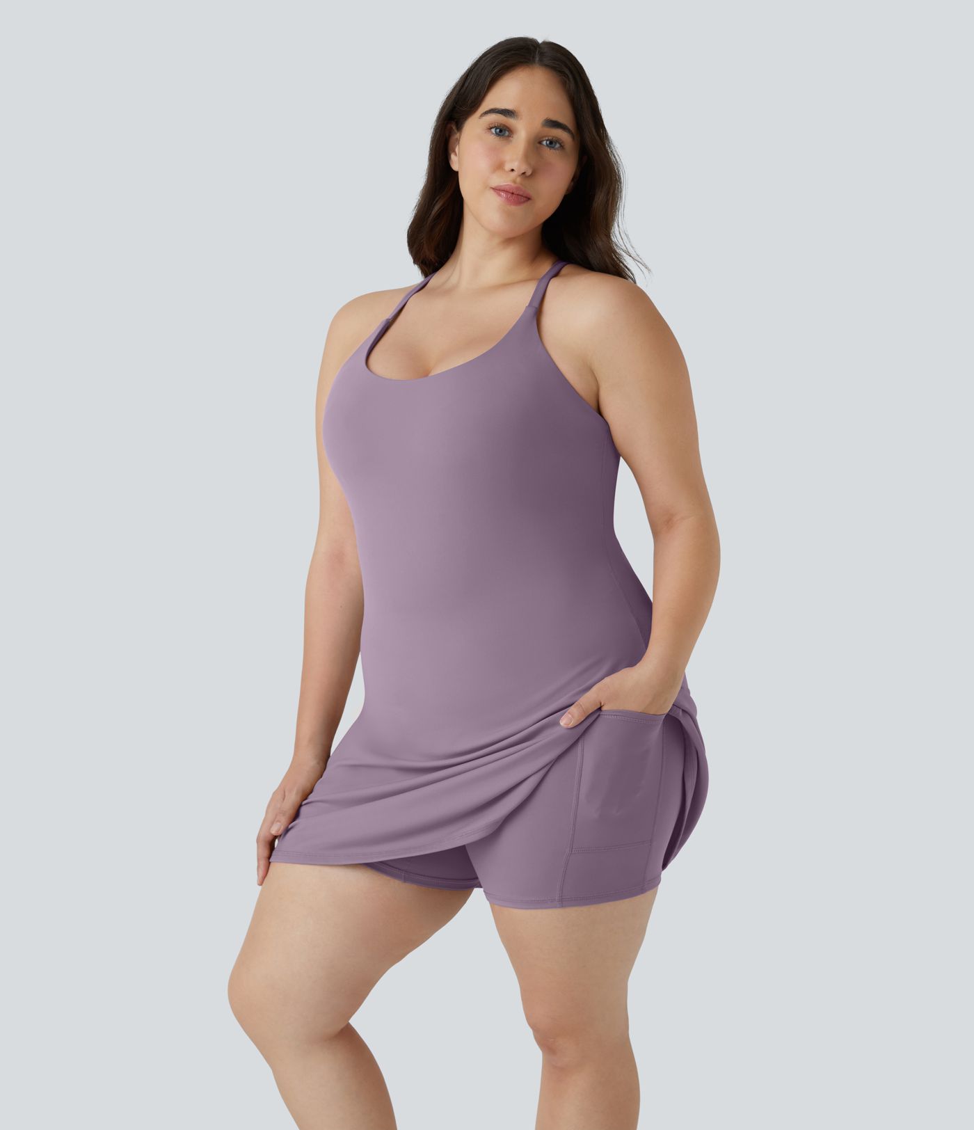 Everyday SoftlyZero™ Plush Backless 2-in-1 Flare Workout Plus Size Dress-Wannabe-Easy Peezy Everyday SoftlyZero™ Plush Backless 2-in-1 Flare Workout Plus Size Dress-Wannabe-Easy Peezy
