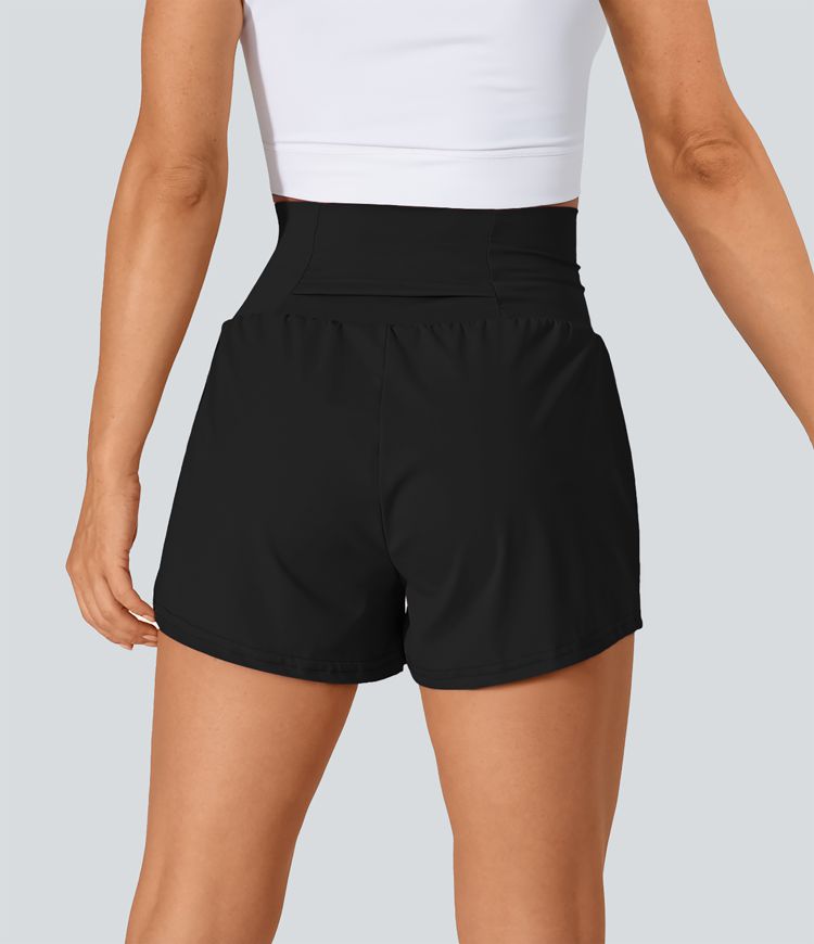 Super High Waisted Back Pocket & Side Hidden Pocket 2-in-1 Yoga Shorts 2.5"