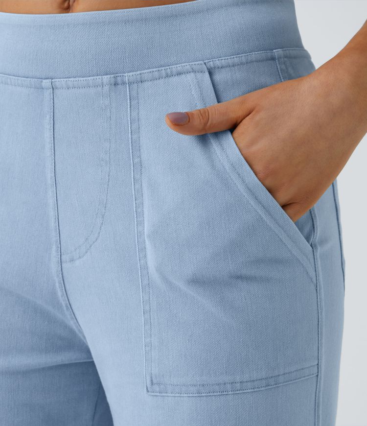 Jeans Halara Flex™ Denim cargo elástico pierna recta múltiple bolsillo tiro medio