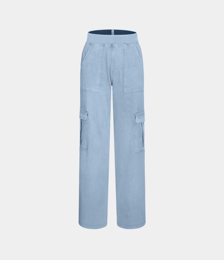 Jeans Halara Flex™ Denim cargo elástico pierna recta múltiple bolsillo tiro medio