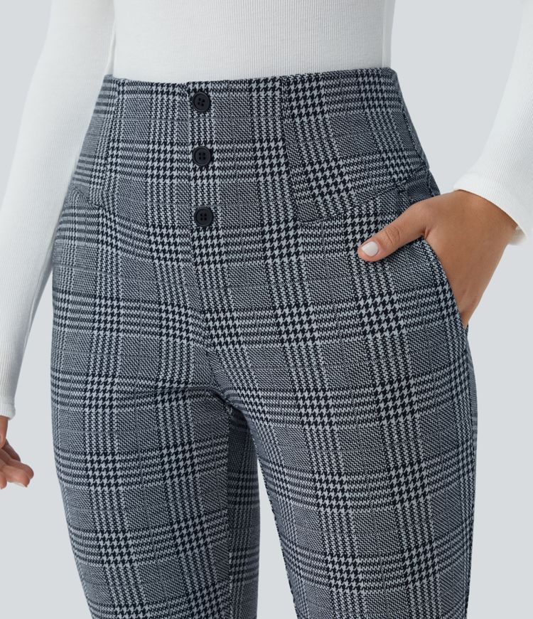 Halara Flex™ High Waisted Houndstooth Plaid Skinny Work Pants with Pockets