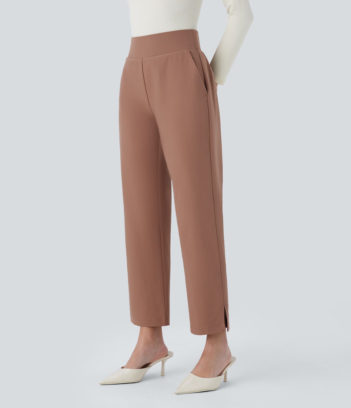 Water Repellent Mid High Waisted Pocket Twill Work Pants