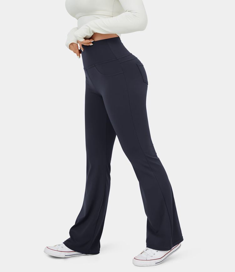 Leggings de yoga acampanados con cintura alta y bolsillo trasero