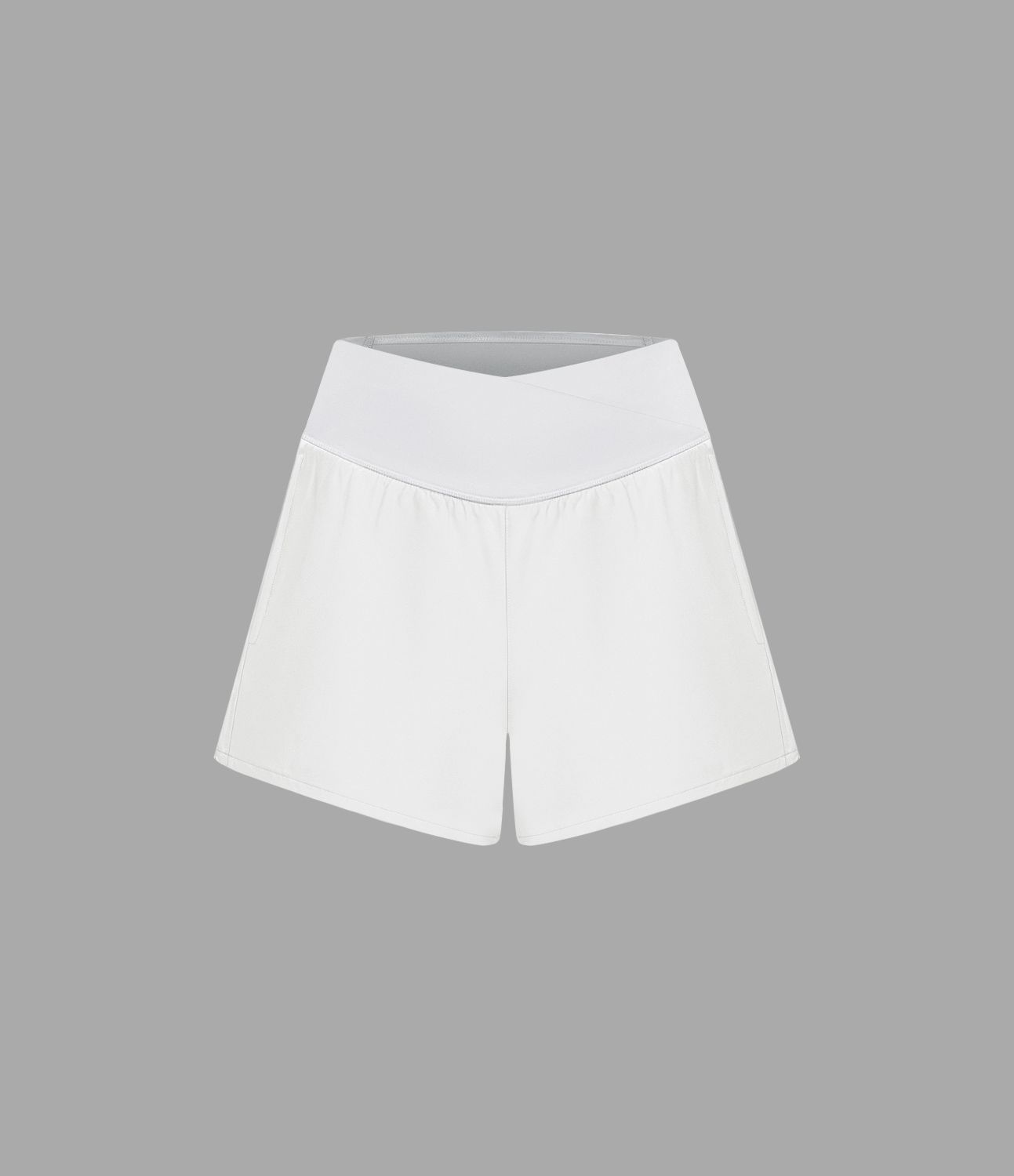 Breezeful™ 2-in-1 Crossover-Yoga-Shorts mit hohem Bund und Seitentaschen - schnelltrocknend, 10,2 cm