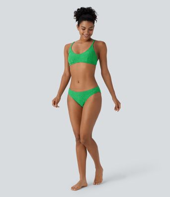 Traje baño bikini textura jacquard tiro bajo