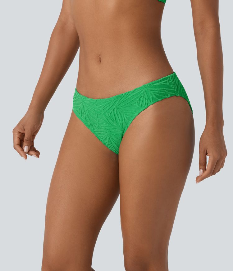 Low Rise Texture Jacquard Bikini Bottom Swimsuit