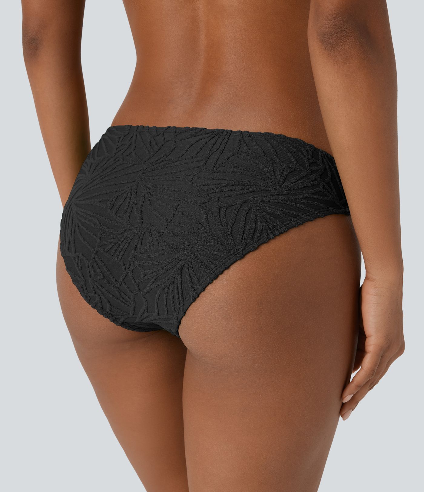 Low Rise Texture Jacquard Bikini Bottom Swimsuit