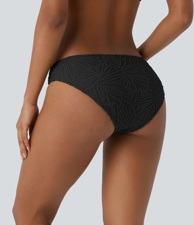 Low Rise Texture Jacquard Bikini Bottom Swimsuit