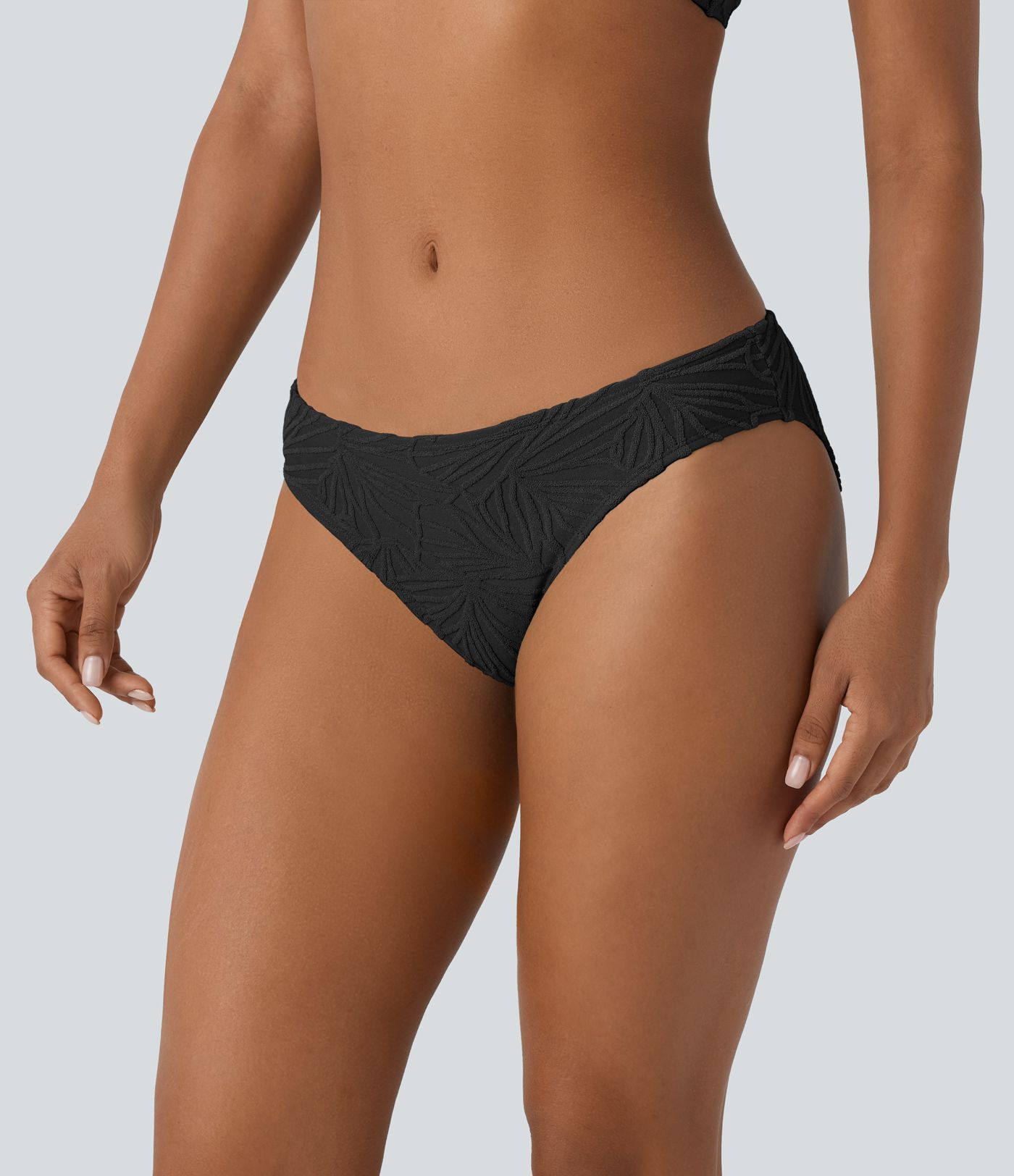 Low Rise Texture Jacquard Bikini Bottom Swimsuit