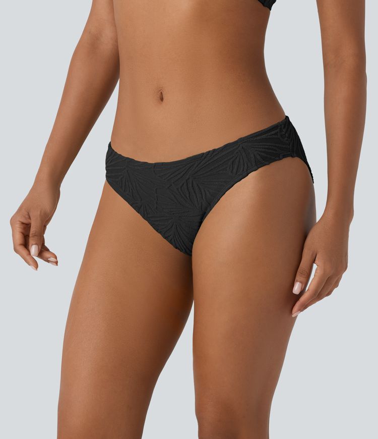 Low Rise Texture Jacquard Bikini Bottom Swimsuit