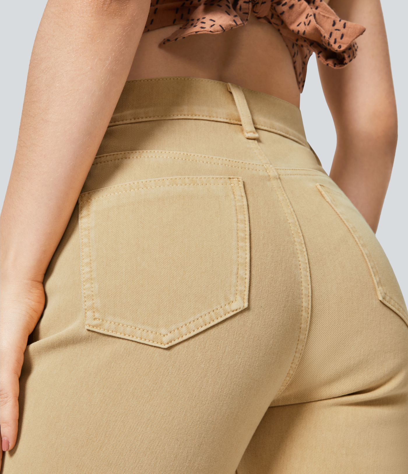 Jeans Halara Flex™ Denim elástico colorido múltiple bolsillo tiro alto pierna recta