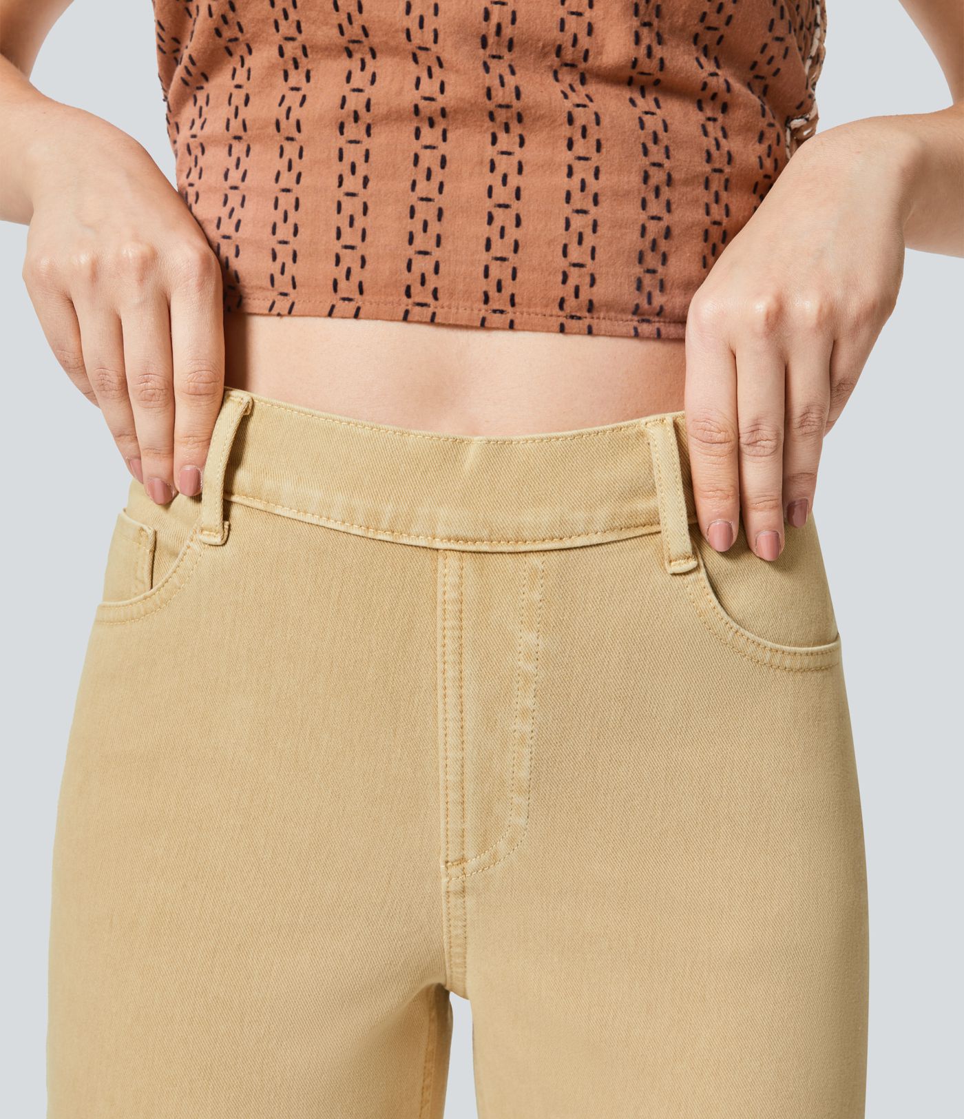 Jeans Halara Flex™ Denim elástico colorido múltiple bolsillo tiro alto pierna recta