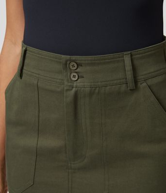 Jupe Cargo en Coton Casual Mini Droite à Taille Haute avec Multiples Poches Jupe Cargo en Coton Casual Mini Droite à Taille Haute avec Multiples Poches