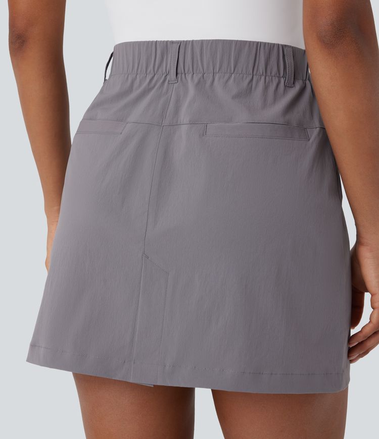 High Waisted Zipper Pocket A Line Mini Golf Skirt