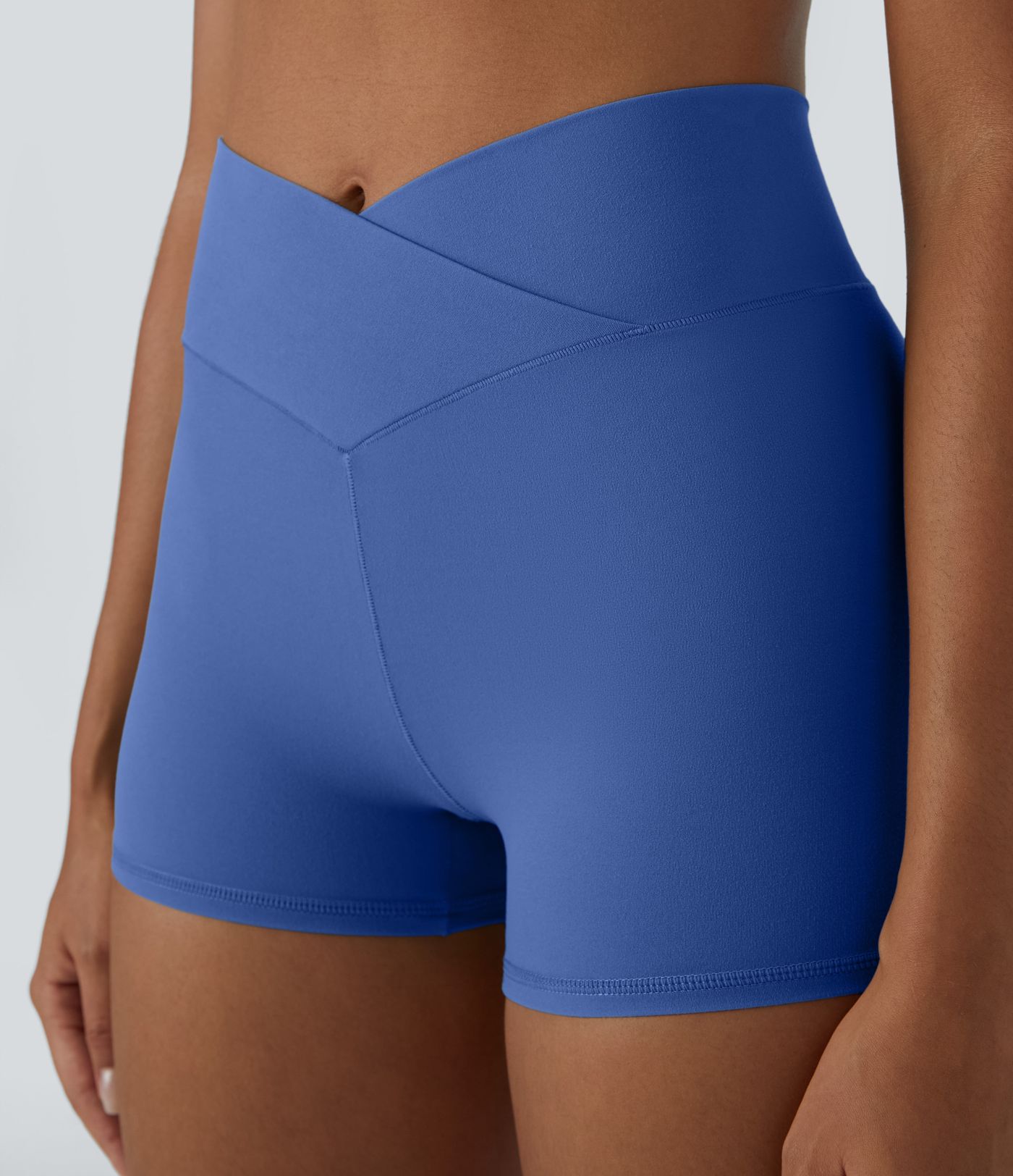 Softlyzero™ Plush Einfarbige Crossover-Yoga-Bikershorts mit hohem Bund, 7,6 cm
